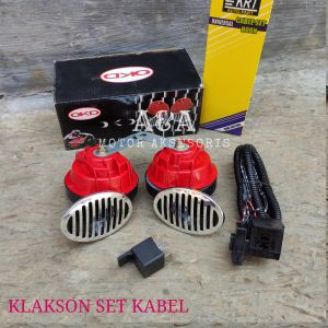 Klakson OKD Keong Doble 1 suara + Riley Waterproof Anti Air Untuk Motor dan Mobil 12 volt