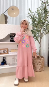 Hooneybee Husna Dustypink  - Gamis Anak Perempuan - Size 2-10 Tahun