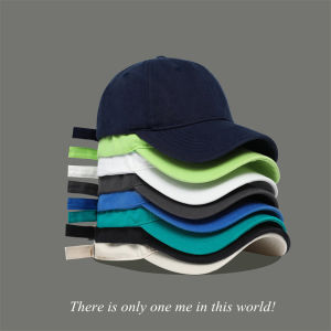 Hat Mens Spring & Fall Ins Trendy Pure Color Baseball Cap Womens K-style Face-Looking Small Summer Internet Celebrity Soft Top Blue Peaked Cap