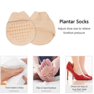 SRIEI 1 คู่ครึ่งเท้าหน้าถุงเท้า Foot Cushion Socks สําหรับรองเท้าส้นสูง Seamless Toe Topper Liner Non-Slip Pain Relief ฟองน้ําผู้หญิงที่มองไม่เห็น