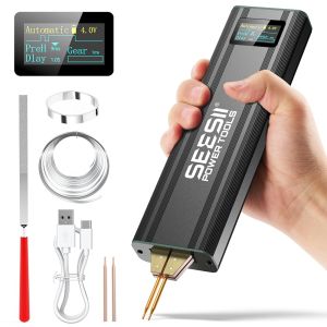 Seesii SE-209 Battery Spot Welder with 5.0Ah Battery: Upgraded Handheld Mini Portable Spot Welder for 18650 Battery Welding Nickel Sheets 0.1-0.2mm IronStainless Steel Sheets 80 GearAuto and Manual Mode
