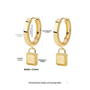 Classic Lock Design 18k Gold Stud Earrings