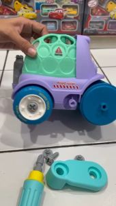 Mainan Mobil Truk Road Roller Kontruksi DIY Premium