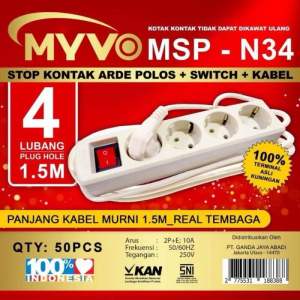 Stop Kontak Colokan 4 Lubang 1.5 Meter MYVO MJ Elektric