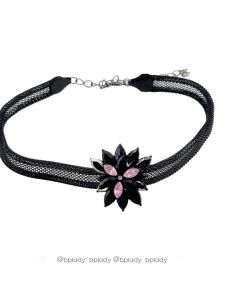 สร้อยคอโซ่ Zirconia Punk Style เน็คไทสีดำพร้อมแหวนกำมะหยี่หลากสีสัน ชุดเครื่องประดับแฟชั่นสำหรับทุกเพศ