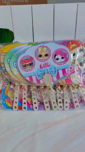 isi 50 pcs souvenir pernikahan ulang tahun khitanan kipas karakter kemas plastik