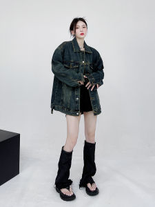 Stylish Retro Hong Kong Style Distressed Design Workwear Jacket Men Women New 2023 Polyester Fiber Loose Fit Long Sleeve