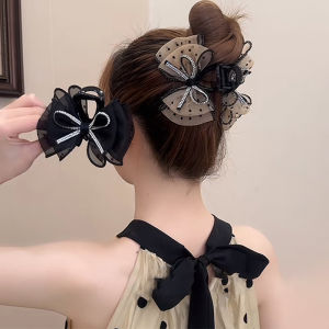 Zy Fanshion New Elegant Mesh Bow Hair Clip for Women Korean Style Rhinestones Hair Clamp Fashion Girl Ponytail Clip