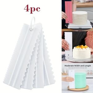4PCS Cake Scraper Set - Icing Smoother & Cake Decorating Tools for ButtercreamFondant Cookie Professional Baking Supplies Tool
