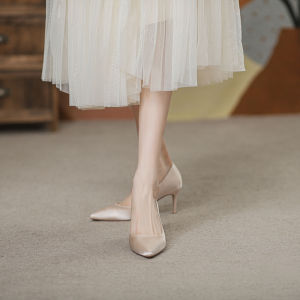 Elegant Satin High Heels Sharp Pointed Toe Thin Stiletto Wedding Shoes for Women Daily Wear Comfortable Fashionable Footwear