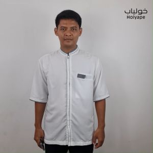 Holyape Baju Koko Muslim Medium Jumbo Lengan Pendek Polikatun Putih Tulang 08 Gharz