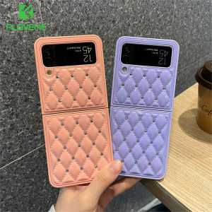 FLOVEME Luxury Glitter Phone Case For Samsung Galaxy Z Flip 3 Flip 4 5G Z Flip3 Rhinestones Retro Diamond Rhombus Shockproof Back Cover For Galaxy Z Flip 3 Flip 4