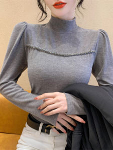 BaKuSen 2023 Autumn New Design High Neck Long Sleeve Slim Pure Color T-Shirt Base Top Womens Fashion Clothing Accessories