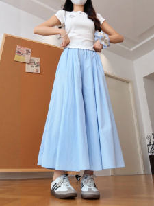 XIANYIJIAO | High Waist Ice Silk A-Line Skirt Pants For Plus Size