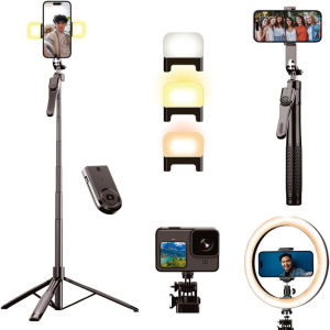 FANGTUOSI ใหม่ไม้เซลฟี่ 2.15 ม. ไร้สายบลูทูธขยายขาตั้งกล้องพร้อมรีโมทชัตเตอร์สำหรับแอนดรอยด์ ไอโอเอสโทรศัพท์มือถือหรือไม่ก็ได้