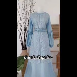Gamis Saphira | Baju Couple Anak Perempuan & Dewasa Premium | Seragam Lebaran Toyobo Terbaru Murah