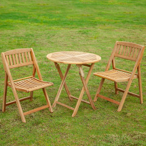 Outdoor Teak Folding Dining Table Backrest Chair Homestay Outdoor Courtyard Balcony Portable Solid Wood Stool Combination