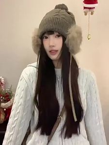 Cold Resistant Hearing Protection Women s Thick Fleece Knit Trapper Hat Warm Protective Design For Large Head Circumference