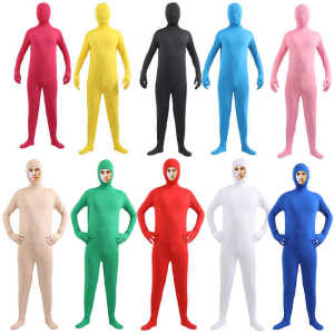 Halloween Open Face Black Clothes Invisible Man Performance Cosplay One-Piece Invisible Clothes Cutout Female Kids Clothing