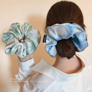 ยางรัดผมผ้าซาตินระบายสีสไตล์หรูหราสำหรับผู้หญิง ยางรัดผมทรงกลม ยางรัดผมแบบใหม่ปี 2025 ที่สวมใส่สบายและสวยงาม