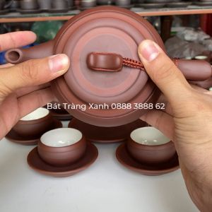 Bộ Ấm Tử Sa Bát Tràng - Bộ Ấm Trống Chỉ Men Trắng Đủ Phụ Kiện - Ấm Chén Nghệ Nhân Vương Mạnh Tuấn