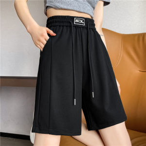 Ice Silk Sports Shorts Women Summer Thin Outerwear Mid-Pants 2025 New Casual Loose Wide Leg Five-Quarter Pants