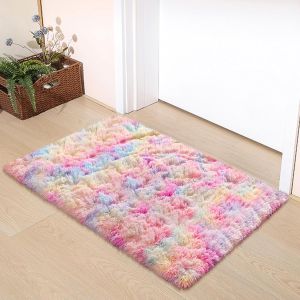VIKAMA Plush Bedroom Entrance Mat Tie-Dye Carpet For Living Room And Bedroom Bedside Blanket For The Bed Home Decoration