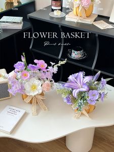 Handheld Pearl Lace Flower Basket Artificial Flowers Simulation Decorative Living Room Photography Props Flowers Arrangement