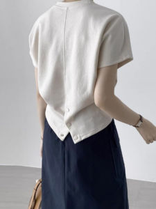 French Style round Neck Short Sleeve T-Shirt Summer New Arrival Lightweight Casual Beige Color Womens Top Fashionable Anti-aging