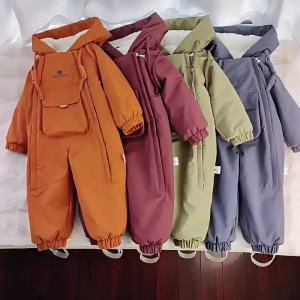 Childdkivy | 2Pcs Set Children Winter Ski Suit Coat + Backpack Thicken Baby Jumpsuit Warm Children Snowsuit Hooded Kids Clothes 1-5 Years