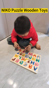 NIKO ABC Letter Digital Puzzle Wooden Toys For Kids Alphabet Number Shape Sorter Jigsaw Board Toys Early Educational Toys