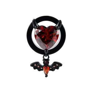 1/2PCS Stainless Steel Heart Red Zircon Pendant Ear Gauges Plugs Tunnels Ear Stretchers Bat Earrings Expander Piercing Jewelry