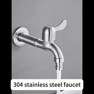 SUS304 Stainless Steel Wall Mounted Kitchen Sink Faucet Bath Kitchen Bathroom Balcony Mop Long Type Faucet