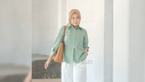 Kemeja Oversize Linen Wanita / Olivia Shirt / Linen Shirt / Kemeja Linen Lengan Panjang