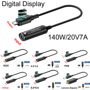 Digital Display PD 1​40W DC 5521 5525 4530 to 5V 9V 12V 15V/3.5A 20V/7A USB TYPE C Power Fast Charging Cable for Laptop Phone