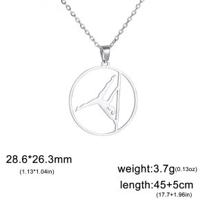 Artistic Gymnastics Pole Dance Womens Necklace Stainless Steel Round Gymnastics Athletes Elegant Sports Festival Jewelry Gift