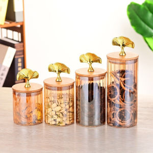 Gingko Gold Kaca Tangki Penyimpanan Camilan Kaca Bening Toples Kotak Snack Kedap Udara Penyimpanan Bening Cereal Kontainer Makanan Food Storage Jar Container Snack Toples Kaca Tempat Penyimpanan Snack Mewa