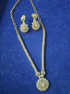 Premium Ad Stone Neckset With Earrings - High Shine Cz Traditional Set