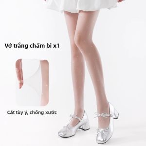 NEARKINS | Leggings Dày Ấm Trắng Chấm Bi Chống Xước