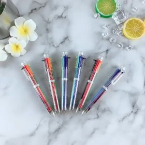 Multicolored 6-in-1 0.5mm Ballpoint Pen with Multiple Applications for Office and School Supplies Smooth Writing Pen Pelbagai Warna Alat Tulis