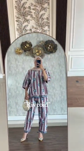 Stelan Arunika - Setelan Baju & Celana Motif Bunga Retro Elegan | Rayon Diamond Exclusive | Adem & Stylish