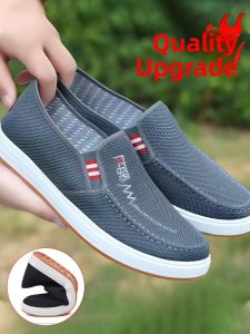 JIFANPAUL | Mens Slip on Canvas Shoes Breathable Rubber Sole Comfortable Casual Work Shoes Easy On Off Lightweight Summer Shoes for Men