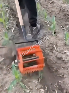 Heavy-Duty Hand Push Rotary Weeder Manual Wheel Hoe with Manganese Steel Blades Adjustable Weeding Tool for Farm Garden
