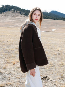 3COLOUR·S | Eco-friendly Faux Wool Blend Fur Jacket Women