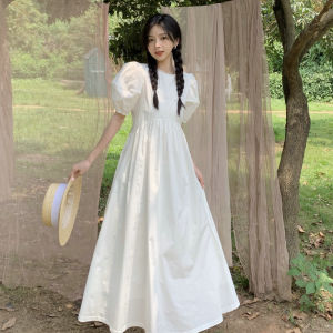 125cm Long Original Design Student Lantern Sleeve Gentle Style Korean Style Loose Cotton Nylon to Feet Nude Slimming Long dress