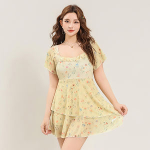 XTEP Large Size One Piece Swimsuit Womens Vacation Beachwear Slimming Concealing Fashionable Floral Print Sportswear