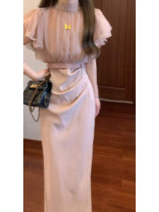 Elegant Sister Style Two-Piece Set Strapless Long Dress Slim Fit Wrap around Design Cotton Summer Fashion Womens Dress