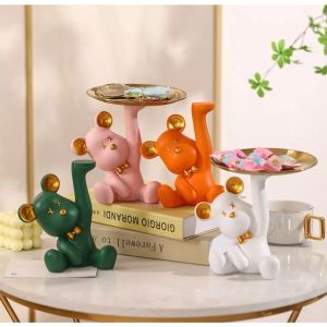 Gấu nâng đĩa decor đĩa đựng mỹ phẩm trái cây trang trí nhà cửa decor phòng ngủ phòng ăn siêu xinh