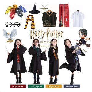 Harry Potter Magic School Robe Cosplay Costume Halloween Cloak Tie for Adults And Children Cartoon Style Performance Clothes