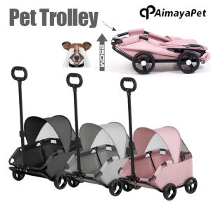AIMAYAPET Trolley-type Pet Dog Stroller Carriage Jogger Nordic Foldable Pet Stroller Detachable Basket Cat Dog Outdoor
